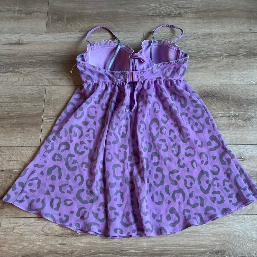 Vintage LaSenza baby doll lingerie negligee purple leopard print Y2K - Picture 2 of 8